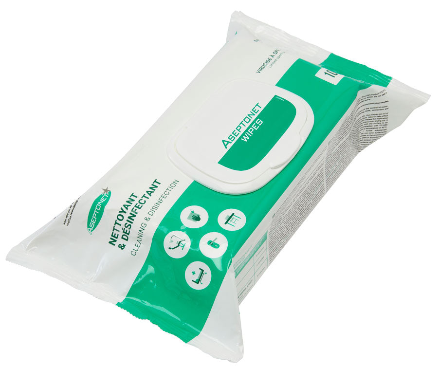 ASEPTONET - Lingettes imprégnées d'une solution nettoyante et désinfectante