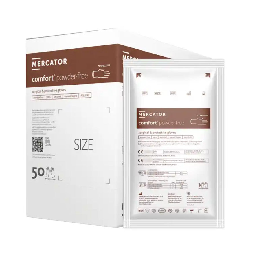 Gants chirurgicaux latex non poudrés EO x100 - couleur jaune - MERCATOR - Dental Coop