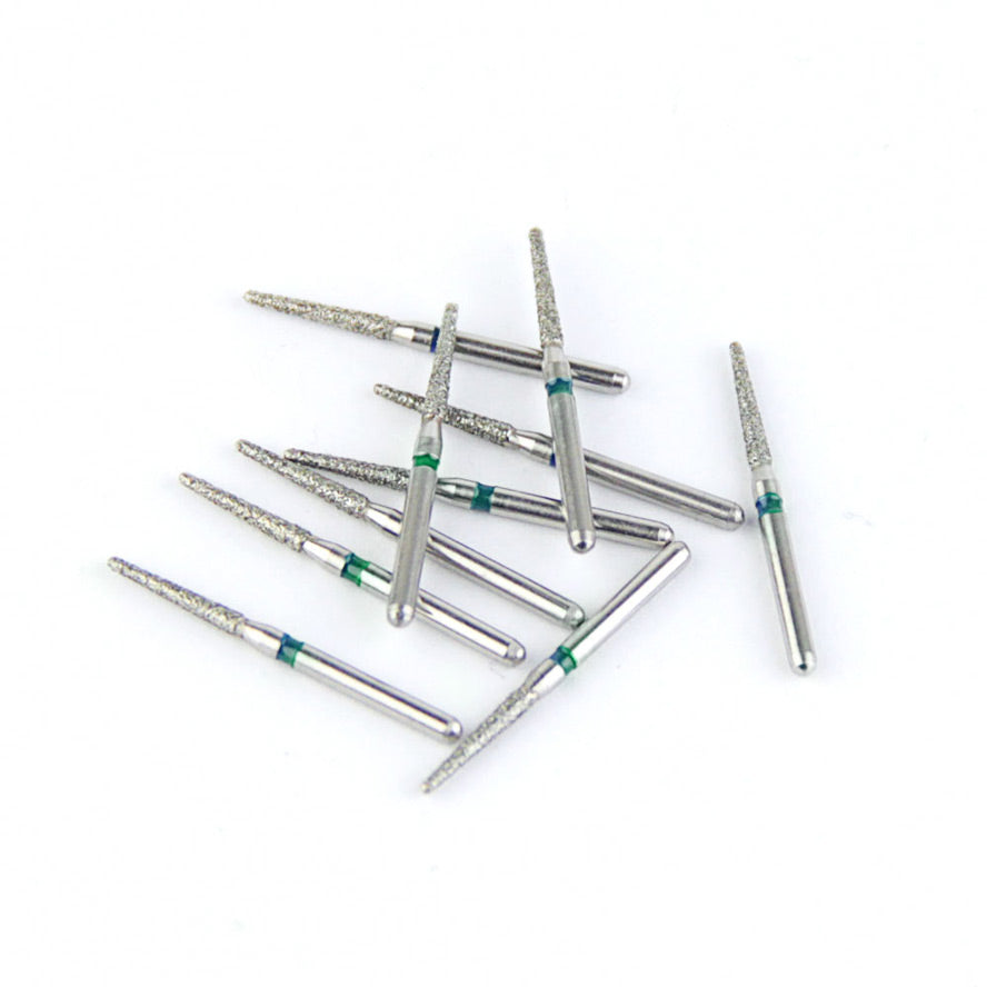 Fraises Diamantée FG x5 - Tête cône à extrémité ronde - Hauteur 22 mm - Iso : 198 - DIAN FONG - Dental Coop