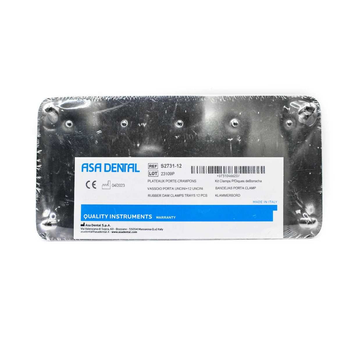 Kit complet de crampons pour prémolaires et molaires, présenté sur un plateau autoclavable - Fabriqué en Italie par Asa Dental - oofti.fr