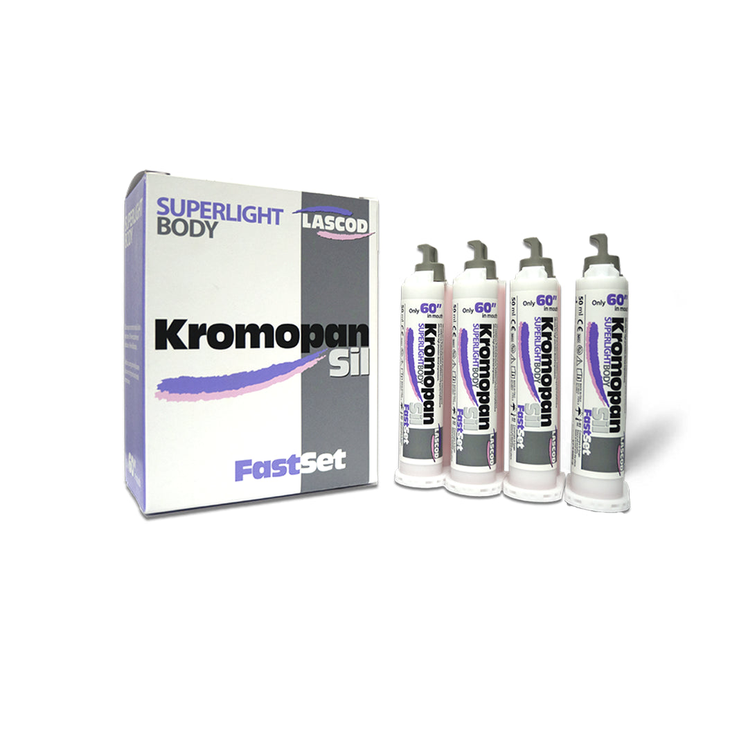 Doos met 4 patronen siliconen KromopanSil Super Light Body FastSet - Lascod