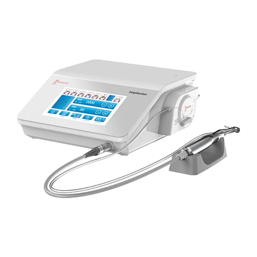 Implant-X Led PLUS : moteur suisse puissant, écran tactile, contre-angle LED, pédale mains libres, pompe silencieuse. Précision et confort au bloc - oofti.fr