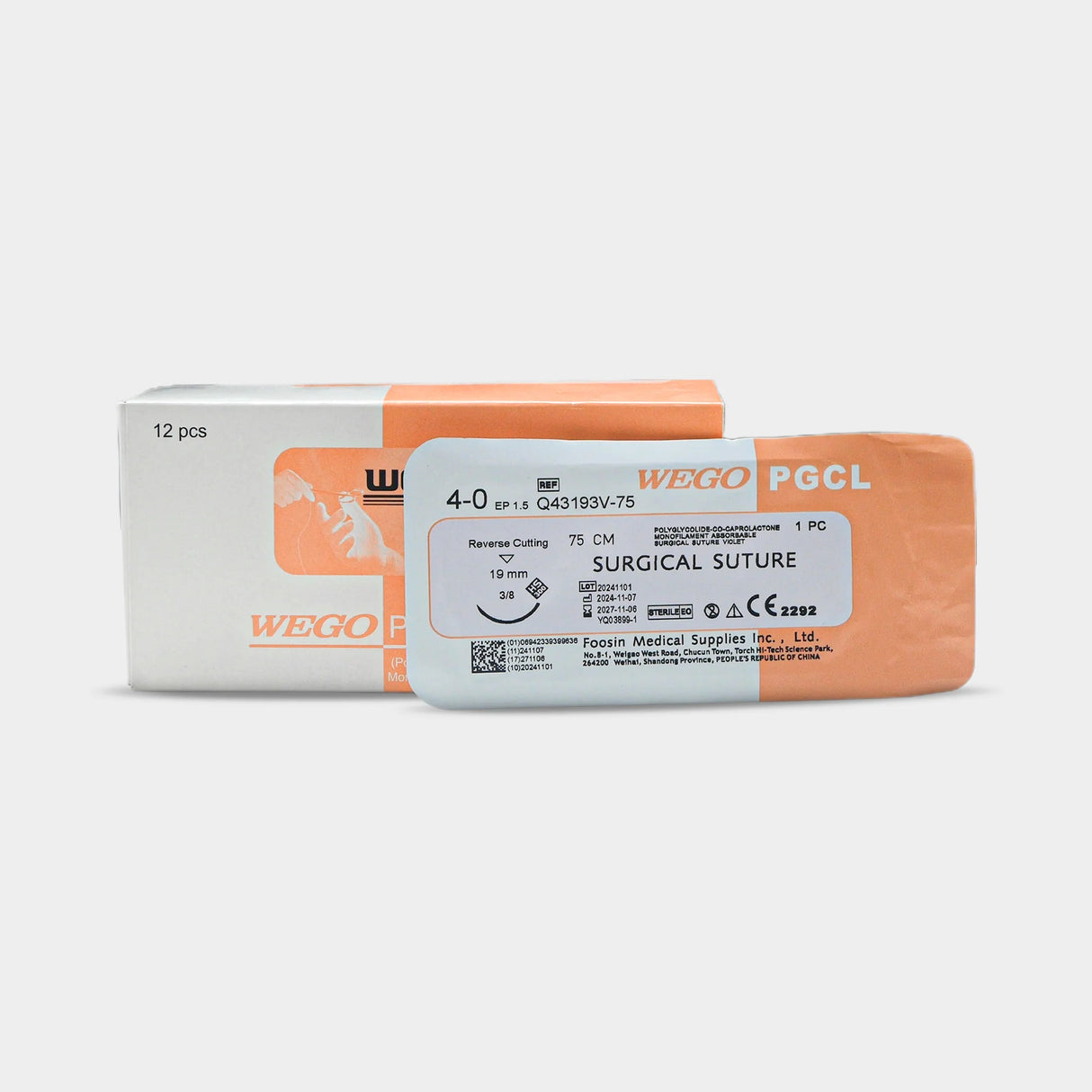 Fil de suture PGCL - Monofilament - Boîte de 12 - WEGO