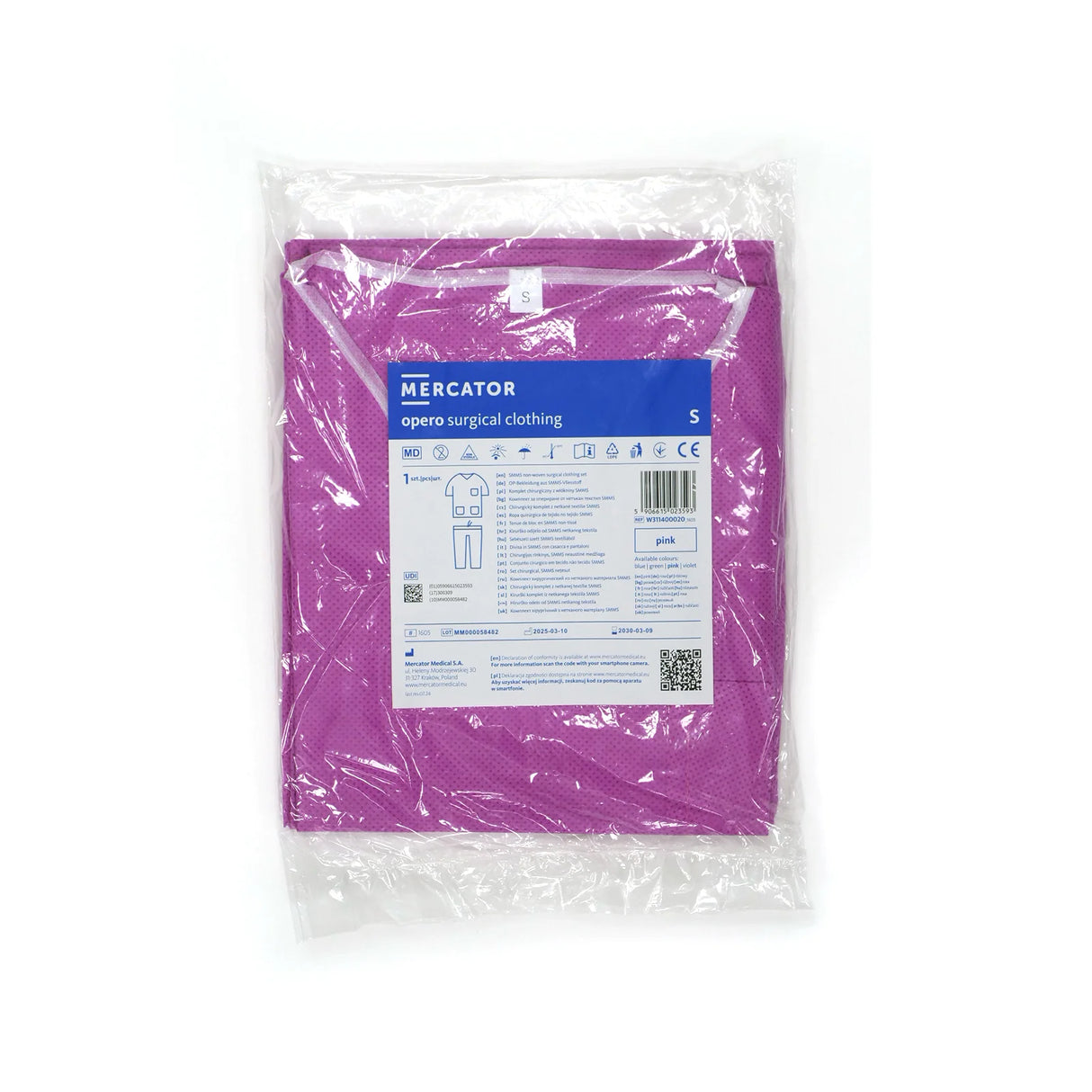 Pyjama de bloc à usage unique en polypropylène Non-tissé SMMS Rose - Mercator - oofti