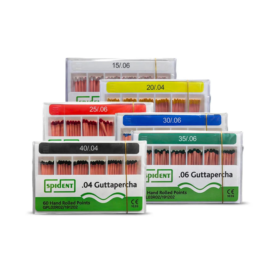 Boîtes de 60 pointes coniques de gutta-percha ISO TAPER - 4 ou 6 %