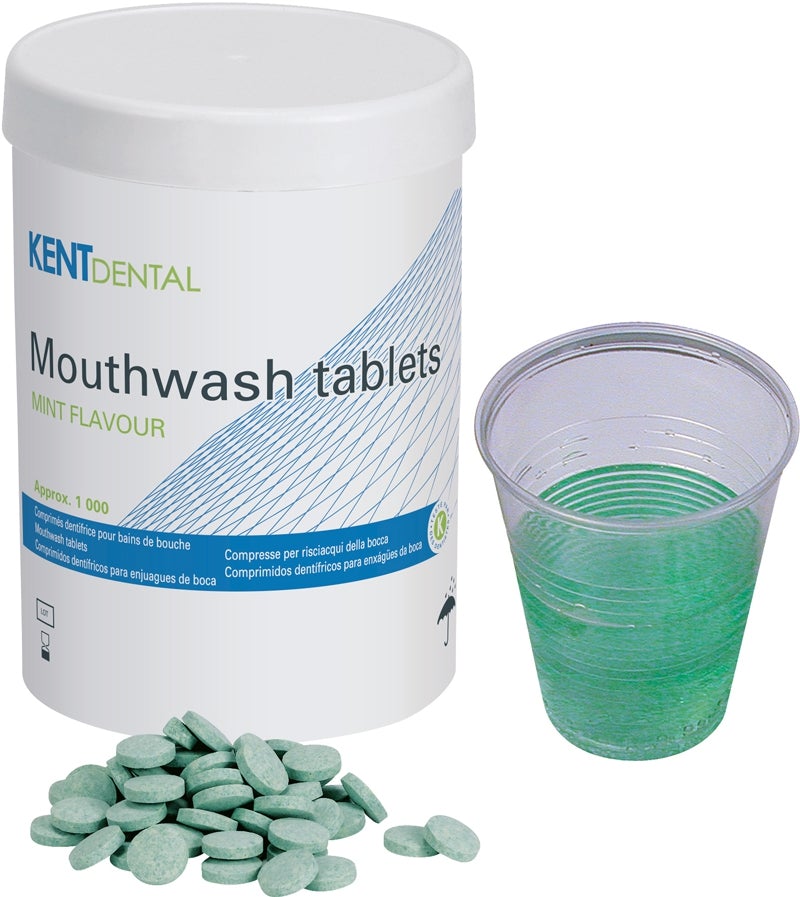 Comprimés dentifrice Kent Dental Vert, goût Menthe. Pastilles bains de bouches à dissolution rapide, permettront un rinçage efficace et agréable pour l’utilisateur. Livré avec un sachet déshydratant pour une meilleure préservation de produit Composition : Sodium benzoate, potassium benzoate spearmint oil, saccharin, effervescent base.