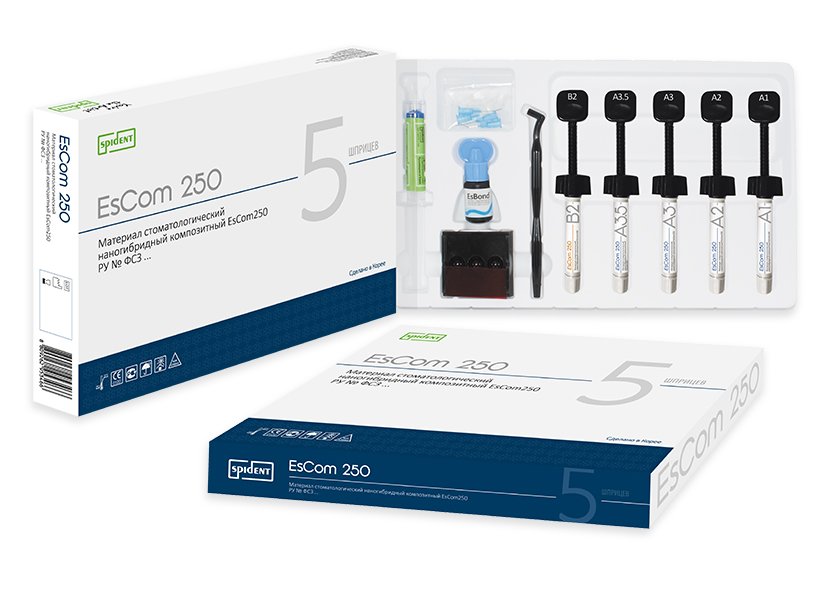 Escom 250 - 5 seringues de 4g Résine composite nano-hybride restauratrice photopolymérisable - oofti.fr