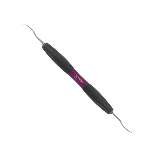Curette Gracey 1-2 de Bliss by ACTEON. Pour éliminer le tartre sous-gingival profond des surfaces radiculaires sous-gingivales. Pour les incisives et les prémolaires. L'ergonomie et les performances de la partie travaillante permettent un geste confiant et confortable pour éviter les tensions musculaire de la main. Les curettes Gracey sont conçues avec une extrémité arrondie et un seul côté tranchant pour éliminer le tartre sous-gingival profond des surfaces radiculaires sous-gingivales.