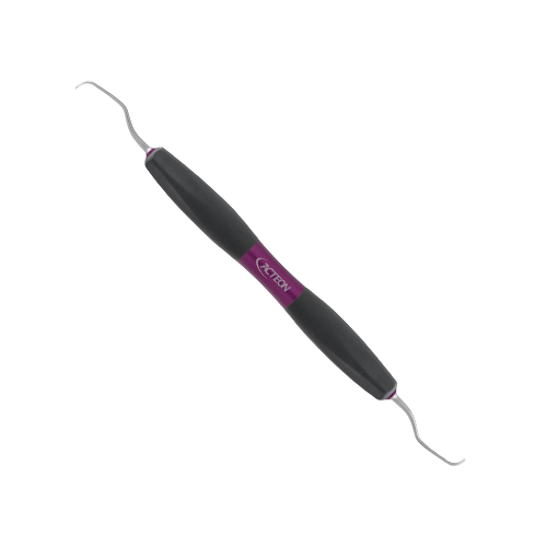 Curette Gracey 5-6 de Bliss by ACTEON. Pour éliminer le tartre sous-gingival profond des surfaces radiculaires sous-gingivales. Pour incisives et prémolaires sur surfaces proximales. L'ergonomie et les performances de la partie travaillante permettent un geste confiant et confortable pour éviter les tensions musculaire de la main. Les curettes Gracey sont conçues avec une extrémité arrondie et un seul côté tranchant pour éliminer le tartre sous-gingival profond des surfaces radiculaires sous-gingivales.