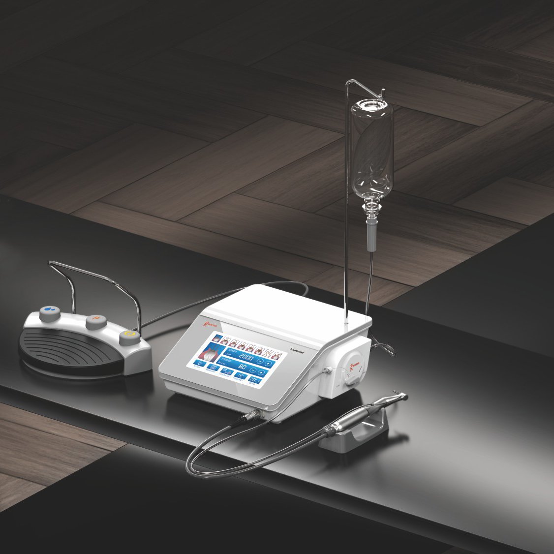 Moteur d'implantologie implant-X™ de la marque DTE™ vendu avec son contre angle bague verte 20:1 DTE™ - oofti.fr