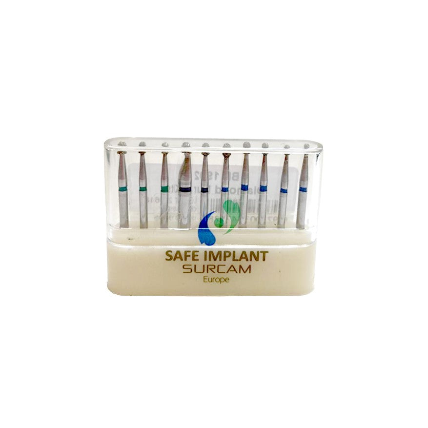 Kit de 10 fraises diamantées boule à long cou grain moyen FG