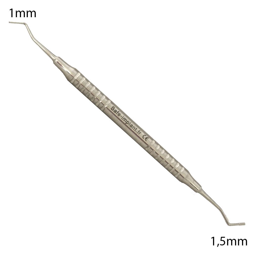 Instrument brunissoir pour les matériaux d'étanchéité tels que les résines, composites et amalgames Compacte le matériau dans la cavité grâce à ses extrémités plates et striées.