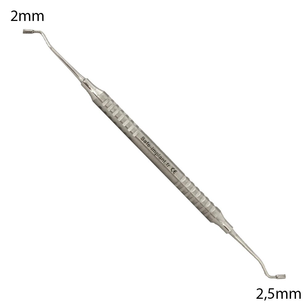 Instrument brunissoir pour les matériaux d'étanchéité tels que les résines, composites et amalgames Compacte le matériau dans la cavité grâce à ses extrémités plates et striées.