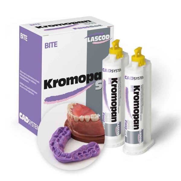 Silicone par addition (PVS), spécifique pour les enregistrements occlusaux orthodontiques, les clés d’enregistrement pour les évaluations gnathologiques, les clés d’enregistrements intermaxillaires de centrisme, de protusion ou de latéralité, les enregistrements pour les évaluations diagnostiques des désordres crânio-mandibulaires, qui requièrent aussi une lecture ultérieure avec des systèmes CAD optique/laser/tactile.