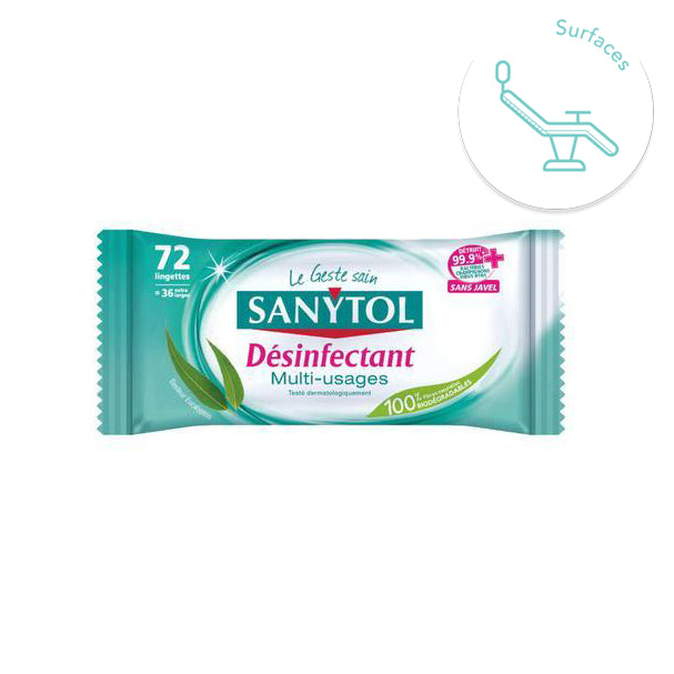 Lingettes Sanytol biodégradables – désinfection écologique 72 unités