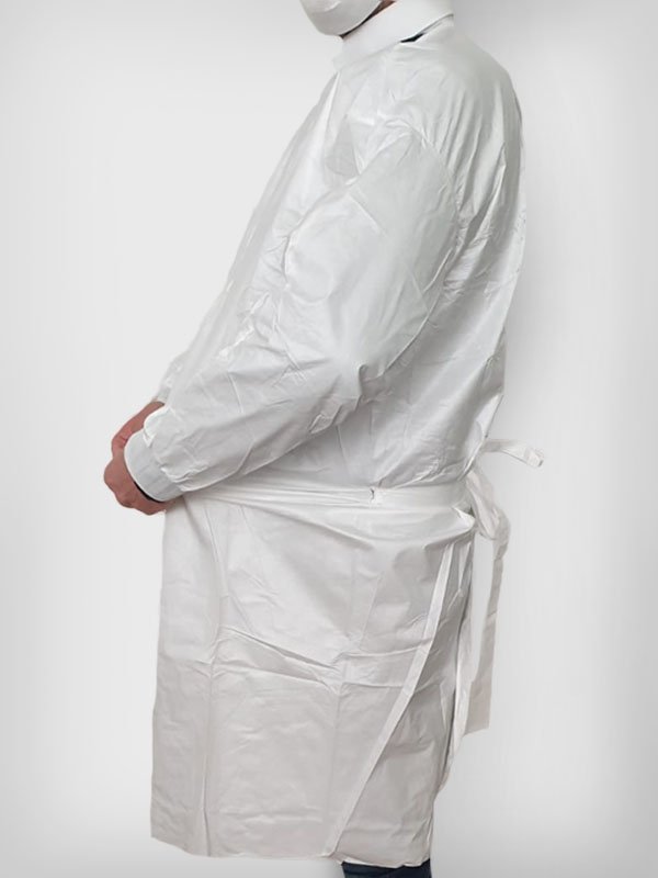 Blouse médicale jetable en polypropylène imperméable – Protection contre projections et fluides – Poignets élastiqués – Fermeture à nouettes
