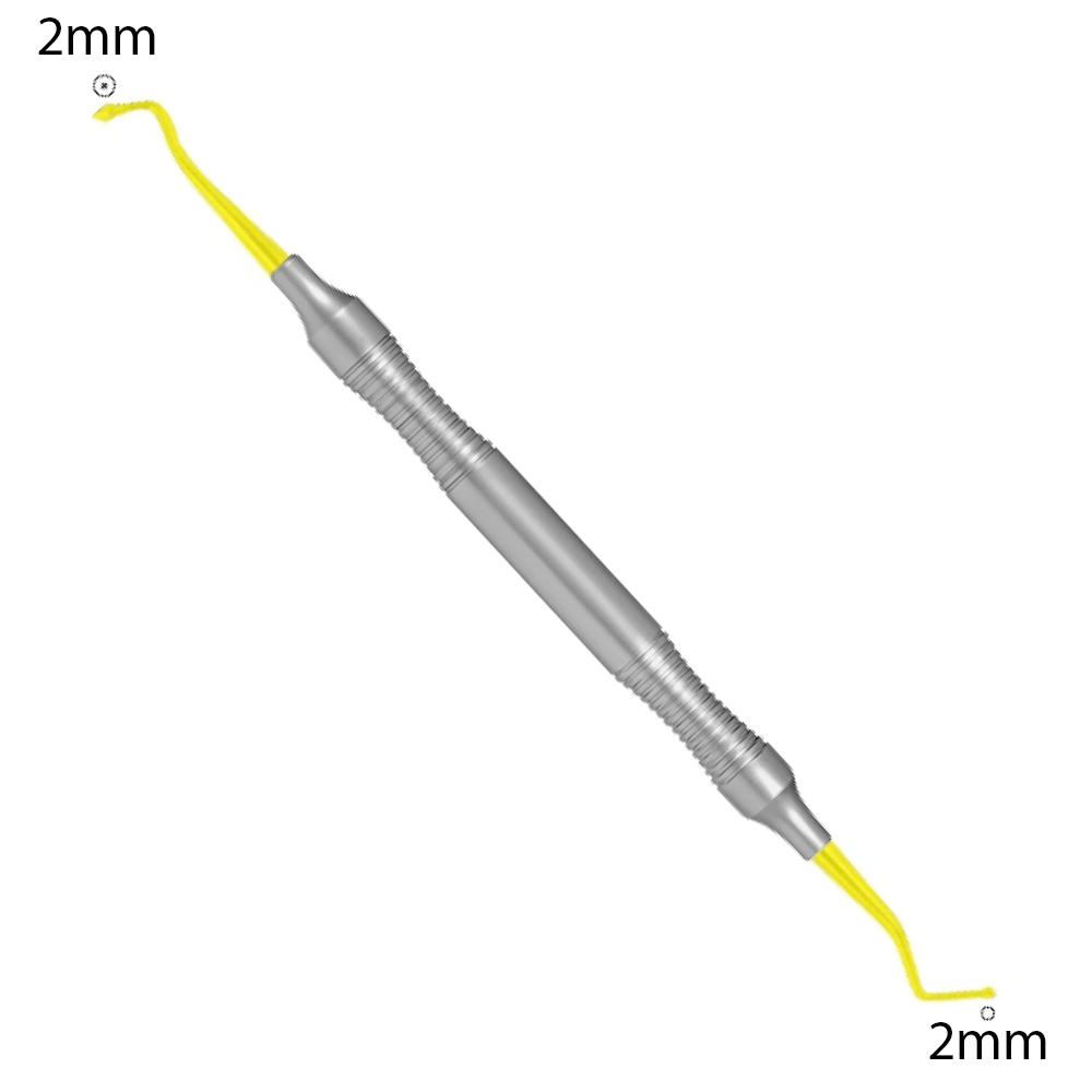 Applicateur de composite 2mm/ 2mm TiN Coated. Ce revêtement de nitrure de titane donne une excellente longévité à cet instrument en le rendant très dur et le protégeant de la corrosion. Stérilisable et désinfectable.