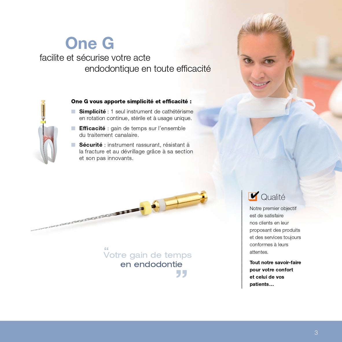 Lot de 6 limes One G NiTi de cathétérisme en rotation continue MicroMega - Dental Coop