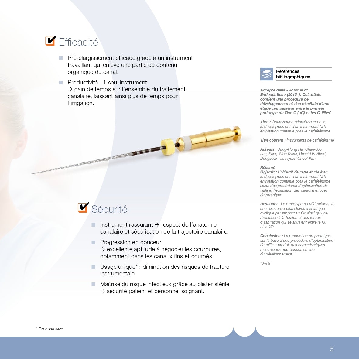 Lot de 6 limes One G NiTi de cathétérisme en rotation continue MicroMega - Dental Coop