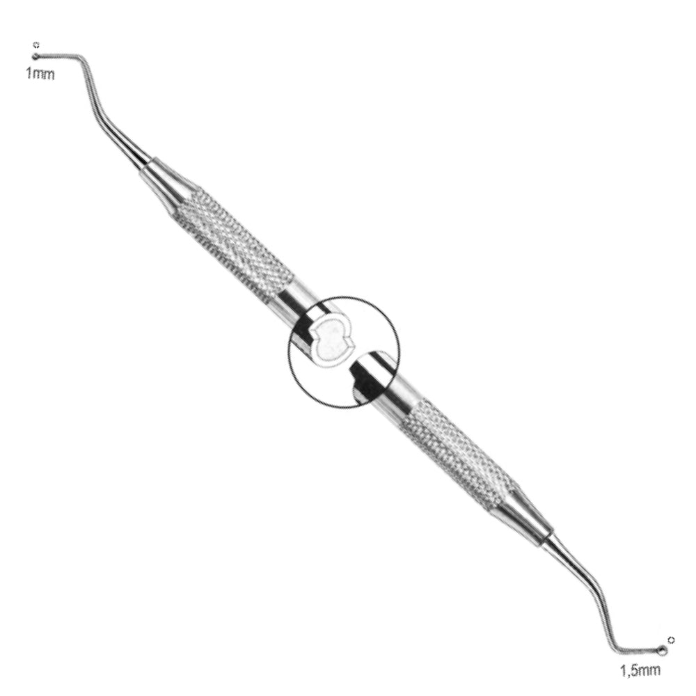 Brunissoir pour condenser, lisser, sculpter et polir les amalgames et composites. 1,5mm-1mm. Stérilisable et désinfectable.