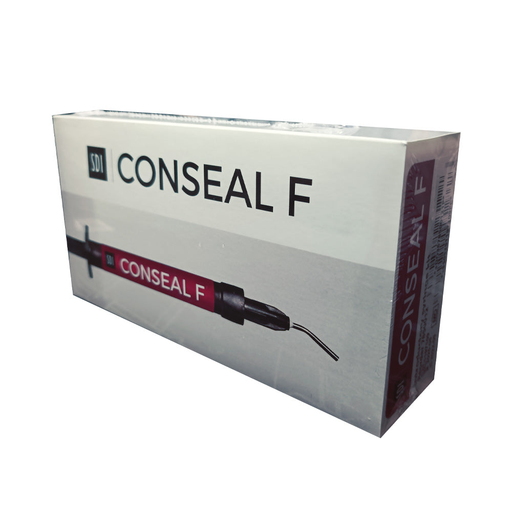 Conseal f est disponible en seringue ou en compules unidose (complets). Tous deux ont des embouts précoudés extrêmement fins qui facilitent le contrôle et l’extrusion du matériau pour des traitements rapides dans des zones difficiles d’accès. L’embout du Conseal f, un tiers plus fin que la concurrence, améliore la qualité du traitement en assurant une meilleure pénétration à l’intérieur des puits et fissures là ou d’autres embouts ne parviendraient pas aussi profondément.