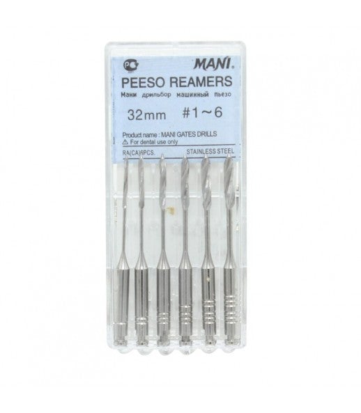Forets destinés à l'élargissement des parois canalaires facilitent la préparation des logements de tenons de reconstitution ou des tenons pour empreintes. - Permettent une utilisation plus aisée des forets calibrés cylindro-coniques ou conique. Longueur 32 mm N°1 : Ø 0,50 mm N°2 : Ø 0,70 mm N°3 : Ø 0,90 mm N°4 : Ø 1,10 mm N°5 : Ø 1,30 mm N°6 : Ø 1,50 mm Conditionnement: 1 boite de 6 forêts