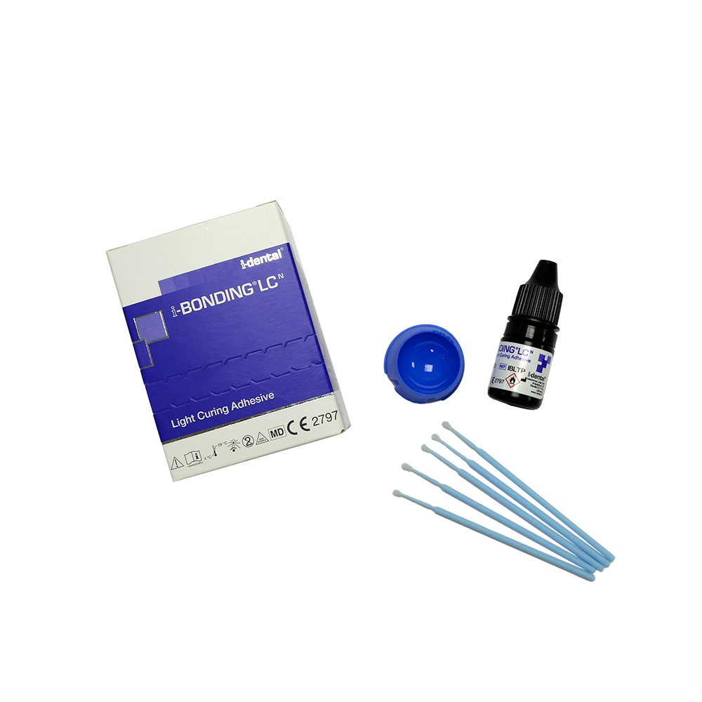i-BONDING LC est un liant photopolymérisable de cinquième génération, monocomposant, en une étape. Spécialement formulé pour lier la dentine et l'émail aux restaurations polymères, aux compomères, aux amalgames, aux surfaces en céramique et aux métaux traités. Sa composition bioinerte garantit une compatibilité étendue avec divers matériaux dentaires