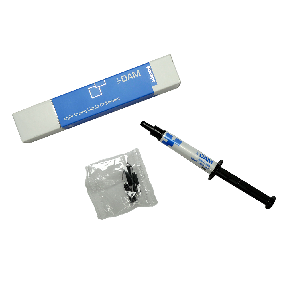 La seringue liquide de barrage i-DAM 3,5g est une résine photopolymérisable à base de méthacrylate conçue pour isoler le parodonte marginal lors du traitement de blanchiment dentaire. Cette formulation unique reflète la lumière émise par la lampe de photopolymérisation, accentuant ainsi l'action du gel blanchissant.