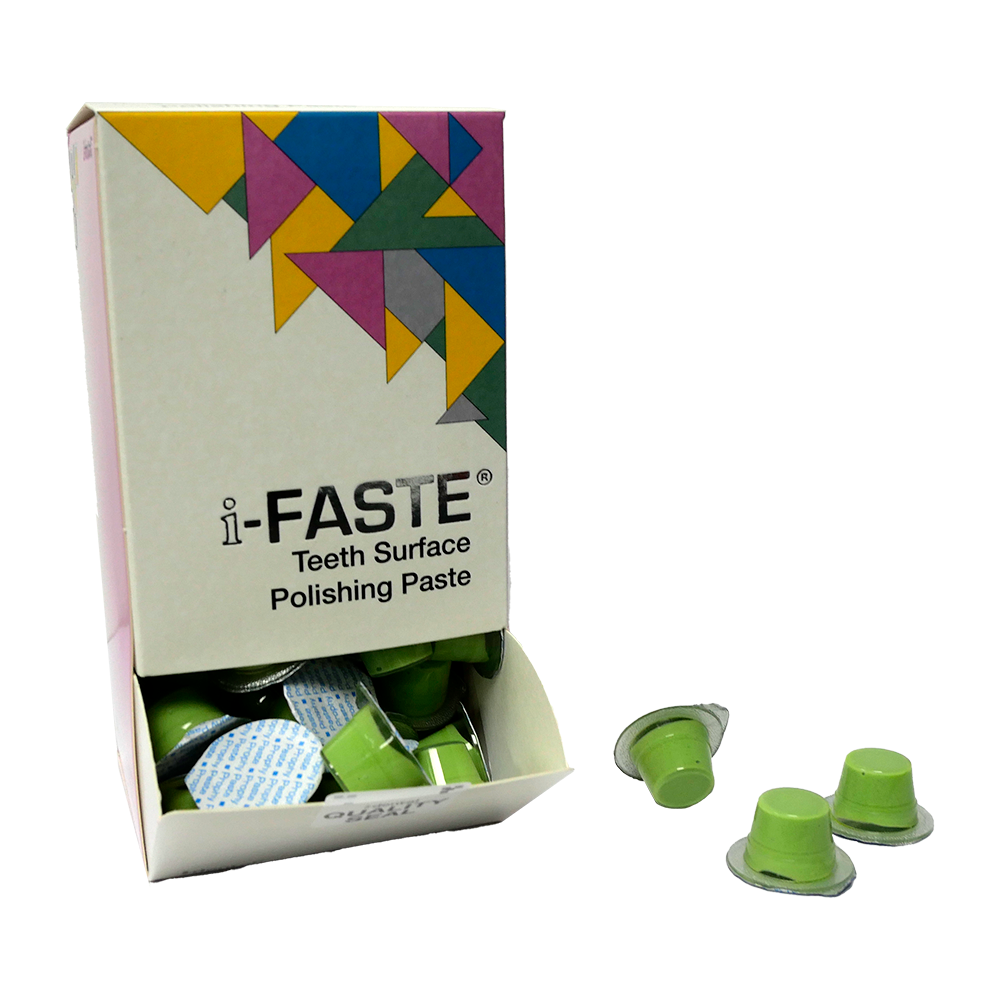 La Pâte à polir I-FASTE est spécialement conçue pour répondre de divers besoins de l'odontologie, offrant une solution complète pour le nettoyage, la préparation de surface et le polissage dentaire. Formulée pour éliminer efficacement la plaque molle et dure, les calculs, les taches et autres adhérences dentaires, elle constitue un outil essentiel dans les procédures dentaires.