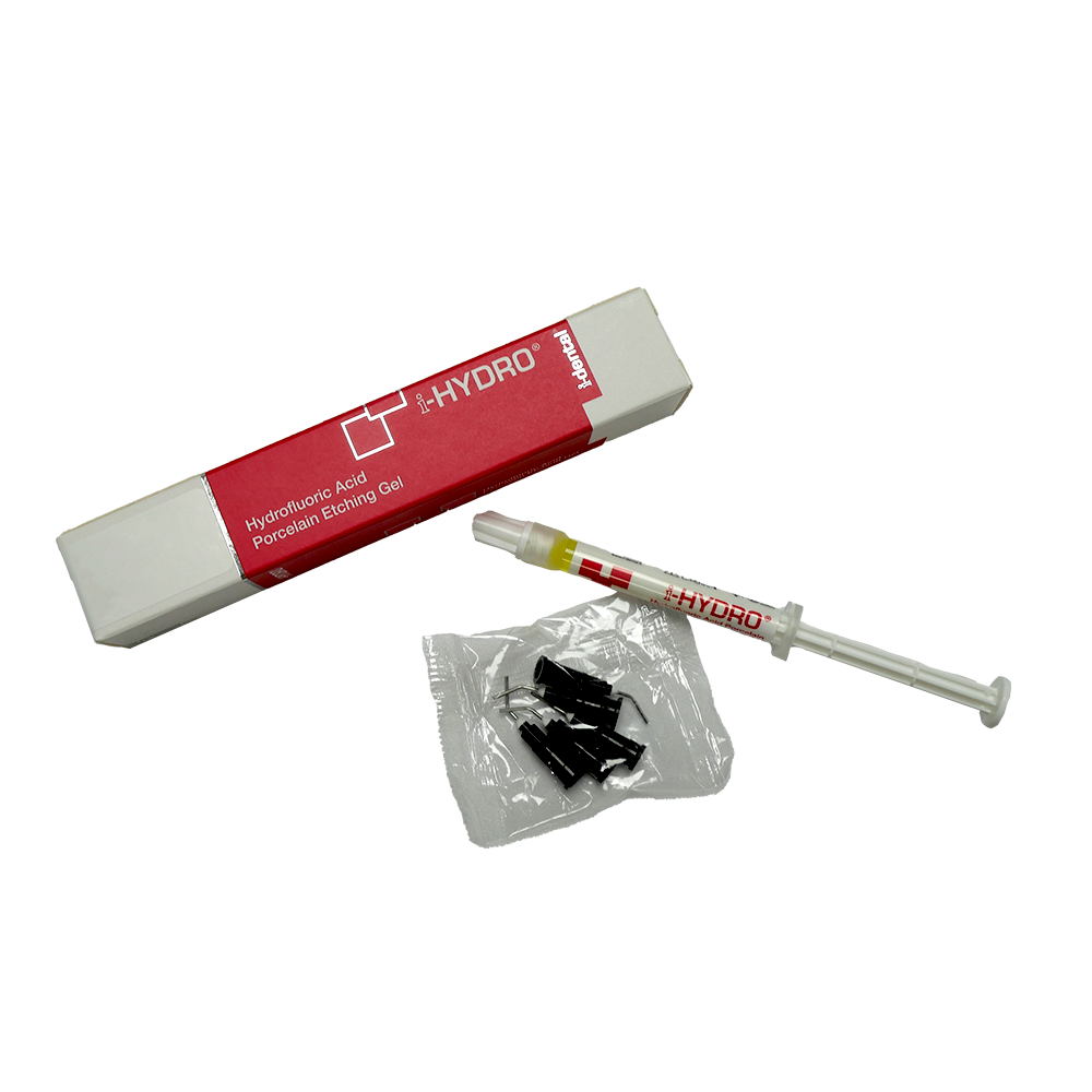 La Seringue d'Acide Porcelaine i-Hydro 9% est un outil spécialisé de qualité professionnelle, spécialement conçu pour le mordançage des restaurations en porcelaine, telles que les couronnes, ponts, inlays, et onlays, avant le processus de scellement. Cette solution d'acide fluorhydrique à 9% offre une méthode efficace pour préparer les surfaces des restaurations en porcelaine, favorisant ainsi une adhérence mécanique optimale.