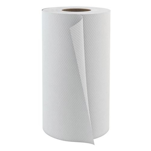 Bobine blanche de type Sopalin : 200 feuilles essuie-mains, 2 plis collés. 19,4x25cm, diamètre Ø 13cm Par 9 Bobines avec possibilité de DÉVIDAGE CENTRAL