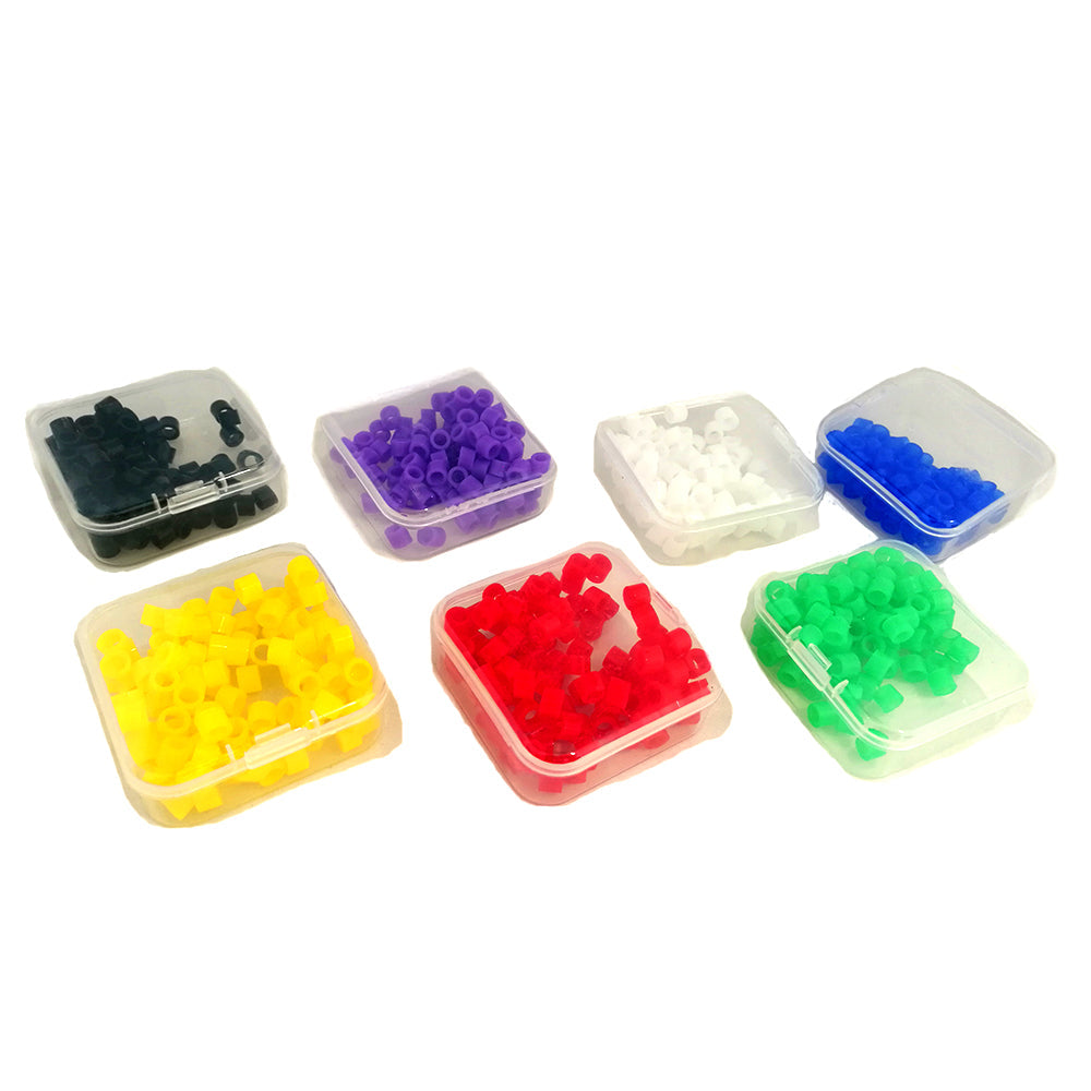 Bagues silicone pour l'identification permanente des instruments selon l'acte et la place dans la séquence. Disponibles en 7 couleurs : Blanc, Noir, Bleu, Violet, Jaune, Rouge, Vert Permet la codification de tous types d'instruments à mains. Diamètre 4 ou 6 100 pièces par boîte