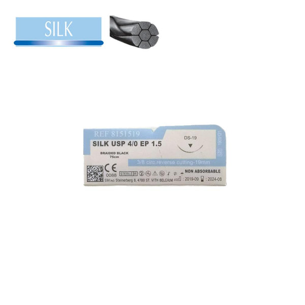 Fil de soie : suture Silk Black (NOIR) en 19mm - oofti.fr