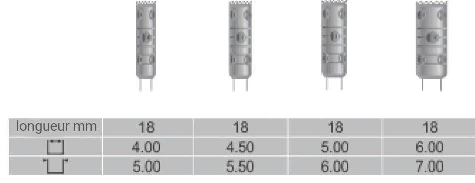 Kit 4 trépans avec son support. Profondeur totale 18 mm - oofti.fr