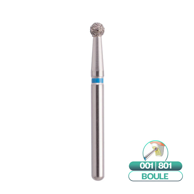 Fraises diamantées boule ISO 001 COOL CUT en blister de 5 fraises pour cabinet dentaire
