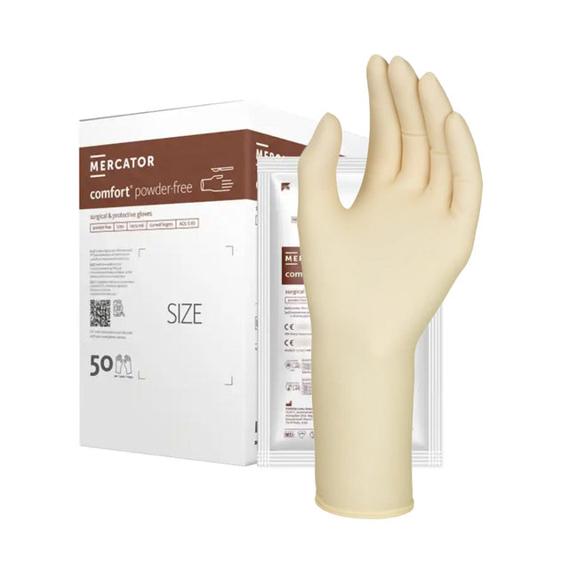 Gants chirurgicaux latex non poudrés EO x100 - couleur jaune - MERCATOR - Dental Coop