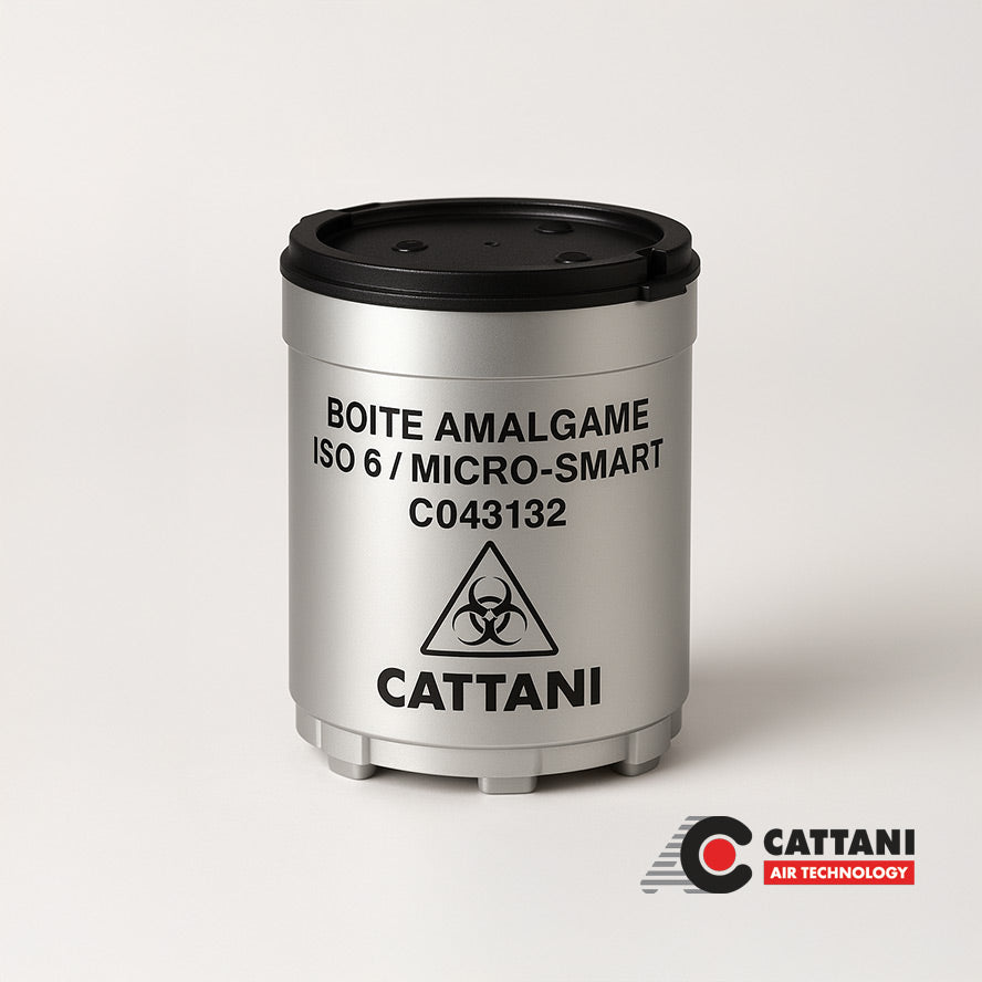 Conteneur à amalgame Cattani jetable : étanche, conforme ISO, collecte propre et sûre. Compatibilité Hydrocyclone, idéal pour gestion des déchets - oofti.fr
