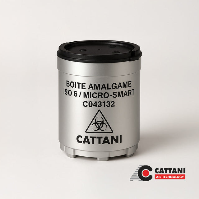 Conteneur à amalgame Cattani jetable : étanche, conforme ISO, collecte propre et sûre. Compatibilité Hydrocyclone, idéal pour gestion des déchets - oofti.fr