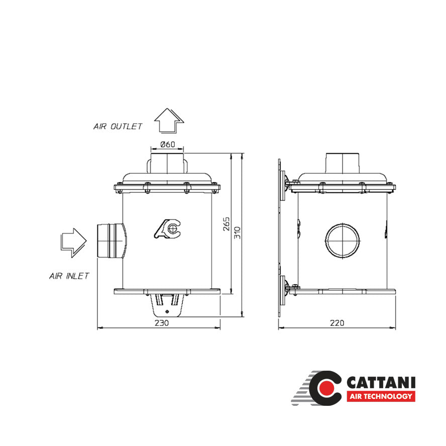 Cartouche filtre absolu HEPA H14 - H 18 ou 37,5 cm - Cattani - Dental Coop