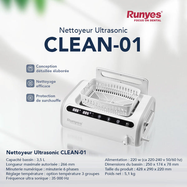 Nettoyeur à ultrason 3,5 L CLEAN-01 - Runyes - Dental Coop