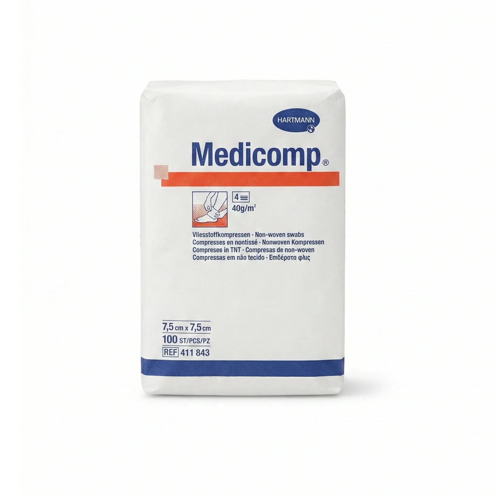 Lot de 100 compresses non tissées non stériles 5x5cm ou 7.5x7.5 cm - Medicomp® Hartmann - oofti.fr