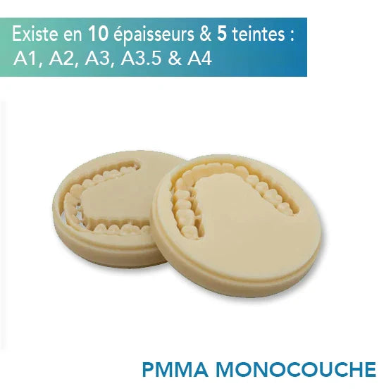 Disque PMMA Monocouche - Teintes A1, A2, A3, A3.5 & A4 - 10 épaisseurs - HUGE - oofti.fr