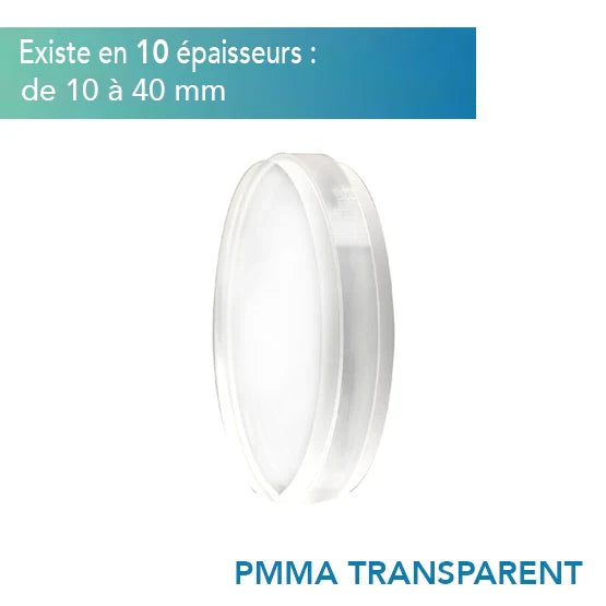 Disque PMMA transparent CAD/CAM – Huge – oofti.fr