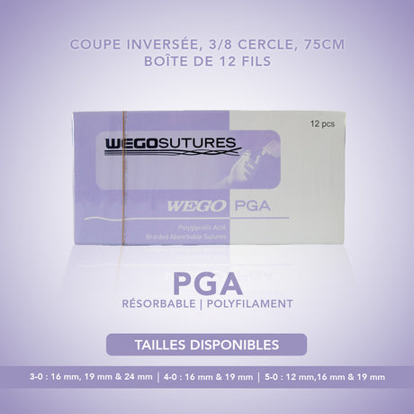 Fil de suture PGA - Polyfilament - Boîte de 12 - WEGO