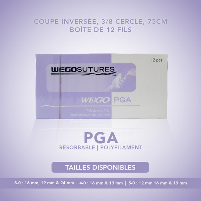 Fil de suture PGA - Polyfilament - Boîte de 12 - WEGO
