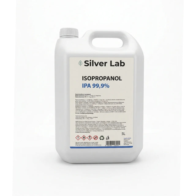 Vue de face du bidon Isopropanol IPA 99,9% 5L SilverLab pour nettoyage de résine et entretien technique - oofti.fr