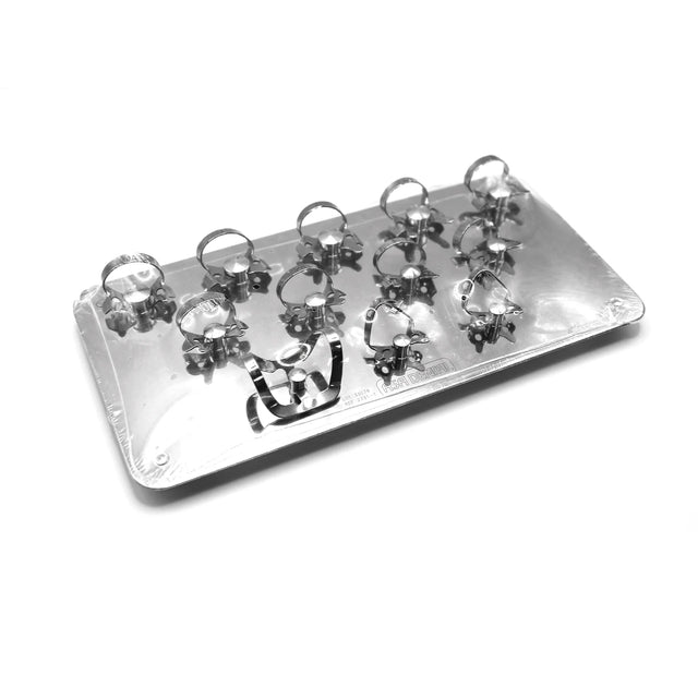 Kit complet de crampons pour prémolaires et molaires, présenté sur un plateau autoclavable - Fabriqué en Italie par Asa Dental - oofti.fr