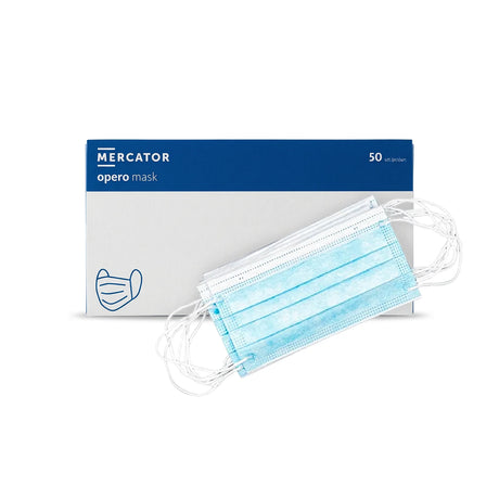 Masque chirurgical trois plis – Mercator - Type II. Boîte de 50 masques, disponibles à l’unité, par carton de 10 boîtes ou carton de 40 boîtes (soit 2000 masques). Idéal pour un usage médical, professionnel ou quotidien. oofti.fr