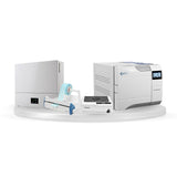 Pack de stérilisation dentaire composé de l’autoclave Fast & Dry 23 L modèle ECSS23AB Esco Medical, du système d’osmose inverse pour autoclave et distilleur d’eau Esco Medical, du nettoyeur à ultrasons 6 L CLEAN-02 Runyes et de la soudeuse SEAL-120 Runyes. Solutions professionnelles pour la stérilisation et la désinfection en cabinet dentaire, garantissant sécurité, efficacité et conformité aux normes d’hygiène.