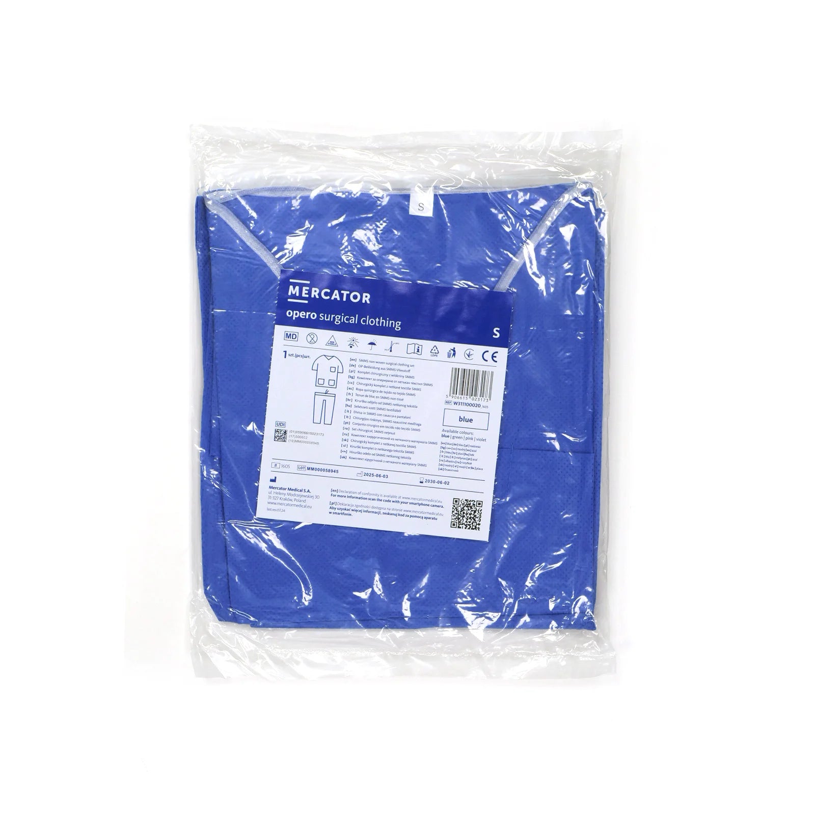 Pyjama de bloc à usage unique en polypropylène Non-tissé SMMS Bleu - Mercator - oofti